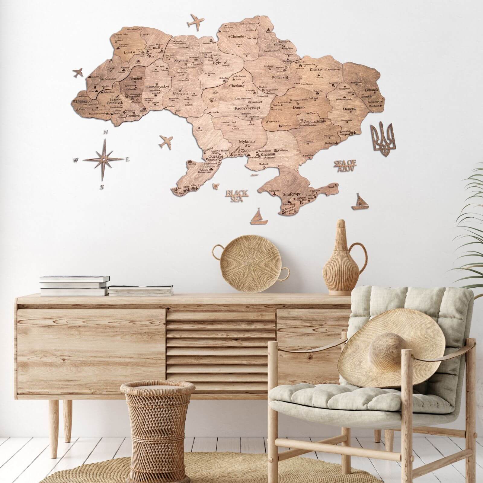 2D Wooden World Map Urban