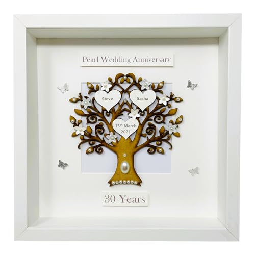 30th Pearl Anniversary Family Tree Box Frame