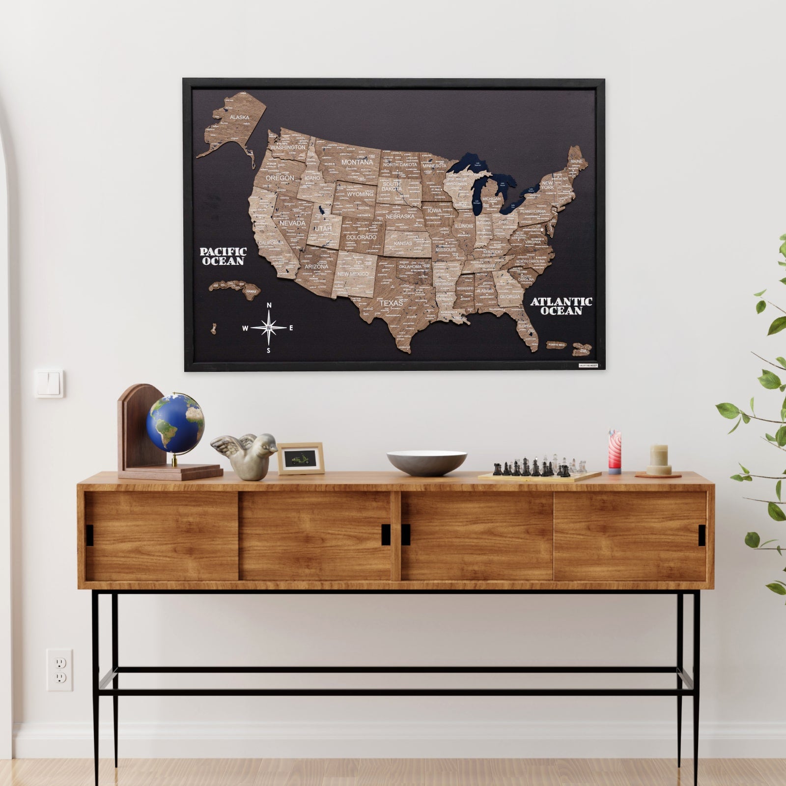 3D LED Wooden World Map 2.0 Dark Walnut