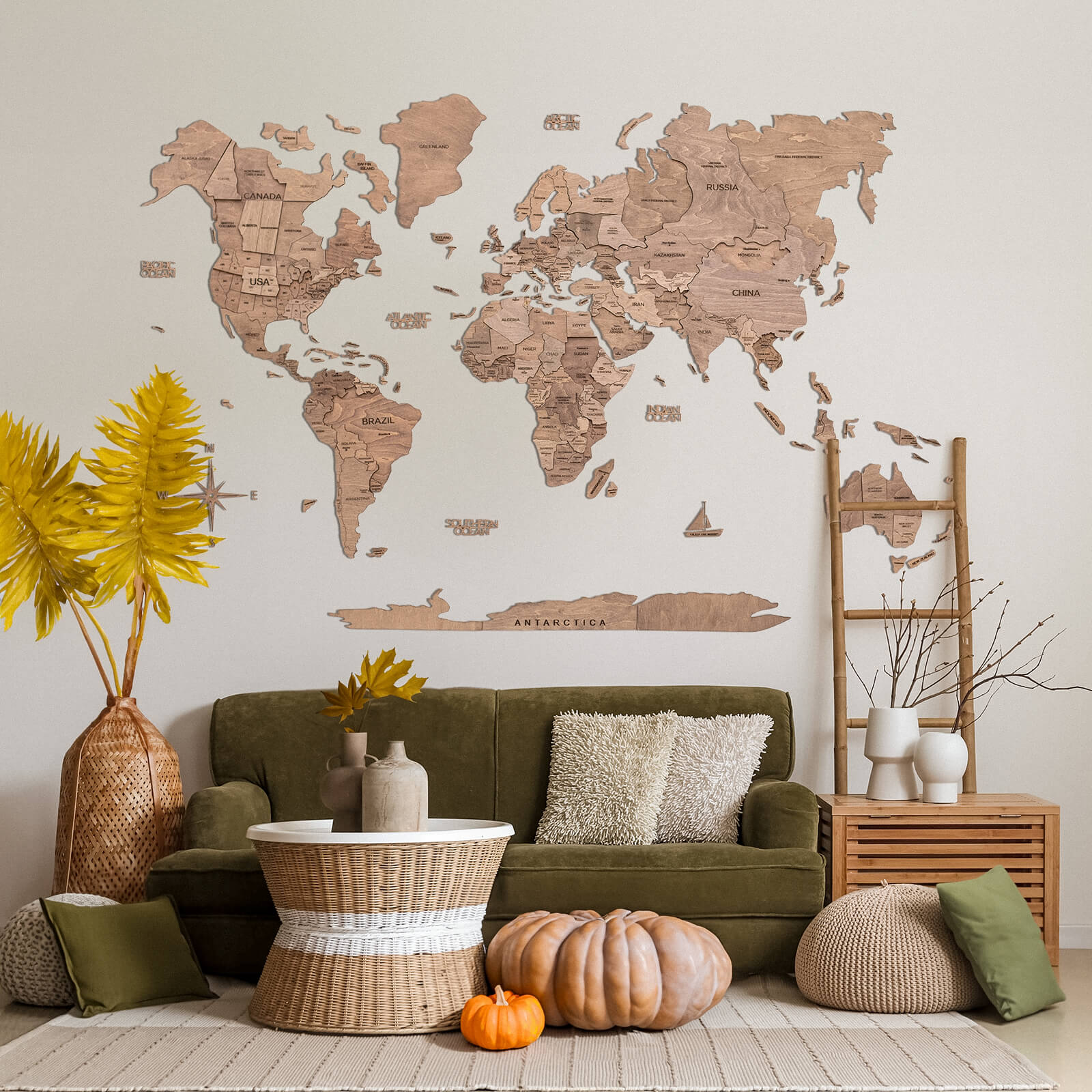 3D LED Wooden World Map 3.0 Terra