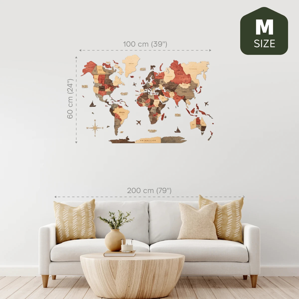 3D Wooden World Map Fusion