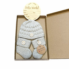 Born in 2026 Hand-Knitted Hat and Booties