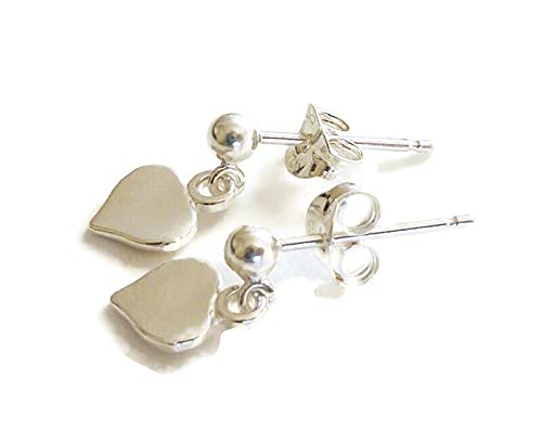 Bovira Sterling Silver Heart Charm Stud Earrings