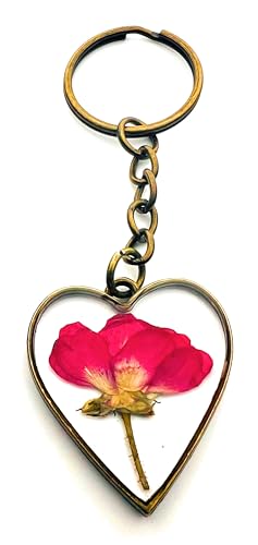 Cotswold Crafts Real Pressed Red Rose Keyring