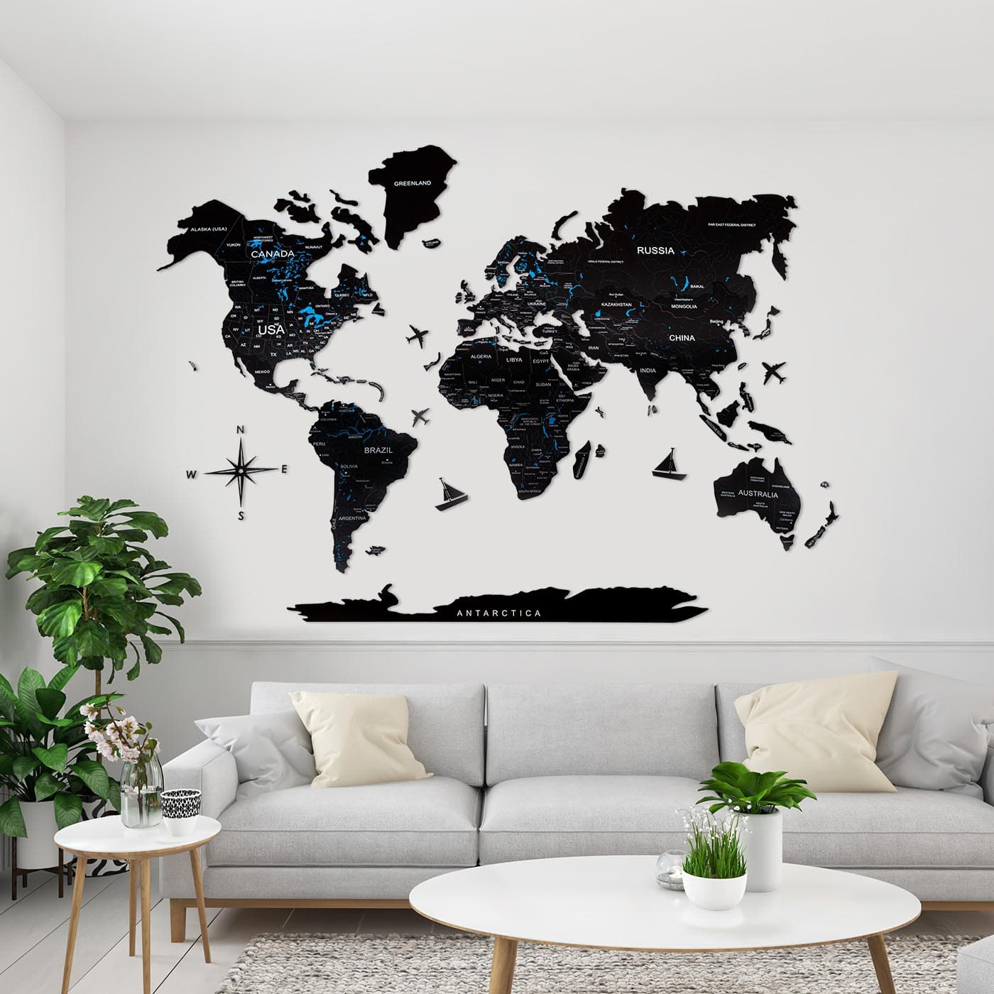 Custom Wooden World Map