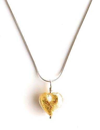 Diana Ingram Light Gold Murano Glass Heart Necklace