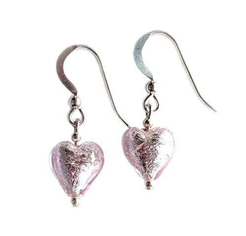 Diana Ingram Light Pink Murano Heart Earrings