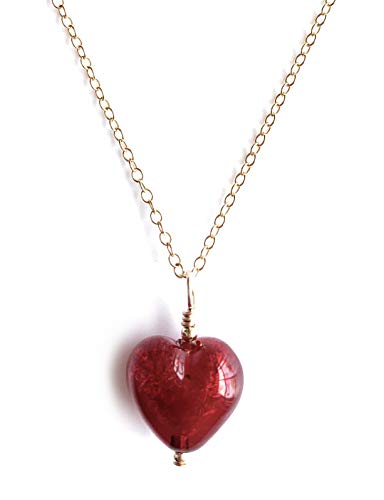 Diana Ingram Red Murano Glass Heart Necklace