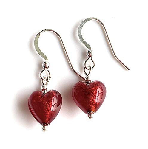 Diana Ingram Red Murano Glass Mini Heart Earrings