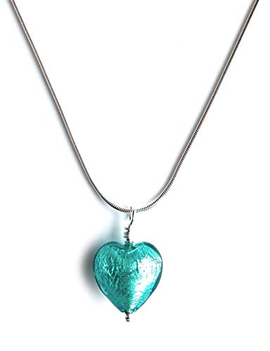 Diana Ingram Teal Murano Glass Heart Necklace