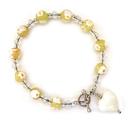 Diana Ingram Yellow Murano Glass Daisy Bead Bracelet