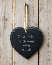 Engraved Heart Slate Hanging Sign