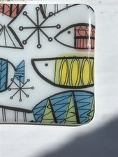 Fused Glass Abstract Fish Coaster, Handmade