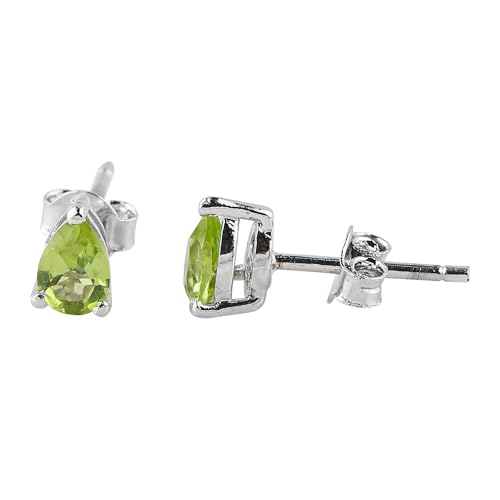 GEMKORA Real Peridot Stud Earrings