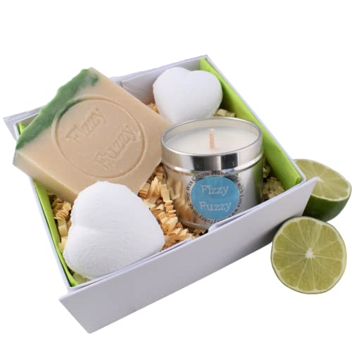 Gin & Tonic Gift Spa Bath Pamper Set. Bath Bombs, Soap, Candle. Handmade by Fizzy Fuzzy.