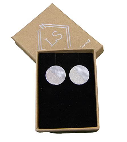 Hammered Sterling Silver Disc Cufflinks, Made in Cornwall