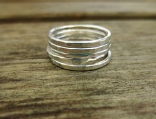 Hand-Forged Hammered Silver Stacking Rings Set