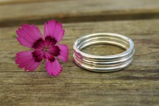 Hand-Forged Smooth Silver Stacking Rings, Set of 3