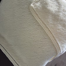 Hand-Knitted Aran Baby Shawl, Lemon