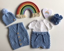 Hand-Knitted Diamond Newborn Gift Set
