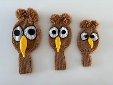 Hand-Knitted Owl Golf Club Covers, Set of 3