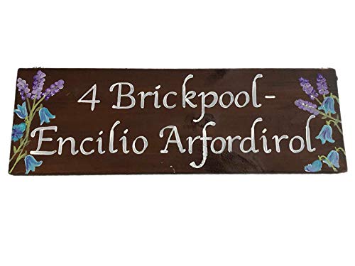 Hand-Painted Bluebell and Lavender House Name Sign