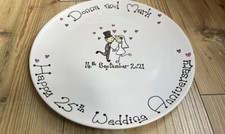 Hand-Painted Personalised Wedding Anniversary Plate