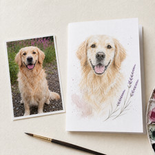 Hand-Painted Watercolour Pet Portrait Card