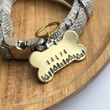Hand-Stamped Brass Bone Pet ID Tag