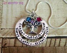 Hand-Stamped Family Tree of Life Name Necklace