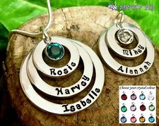 Hand-Stamped Names and Birthstones Necklace