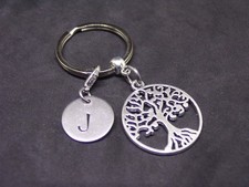 Hand-Stamped Tree of Life Initial Keyring