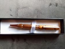Hand Turned Wooden Twist Pen with Gold Trim Made In Wales. Gift Boxed Christmas