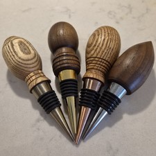 Hand Turned Wooden Wine Bottle Stopper - Walnut or Oak or Elm Gift Wrapped