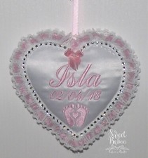 Handmade Embroidered Pram Heart Charm
