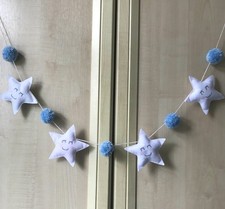 Handmade Felt Star and Pom Pom Nursery Bunting