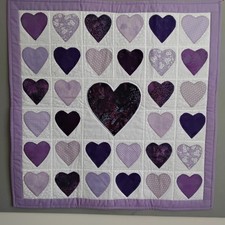 Handmade Purple Hearts Baby Quilt and Playmat