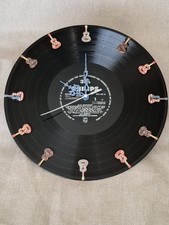 Handmade Vinyl Record Wall Clock, Guitar Markers