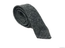 Harris Tweed Tie, Black Herringbone