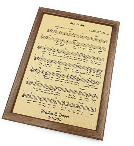 Your Song Engraved on Real Leather, Framed