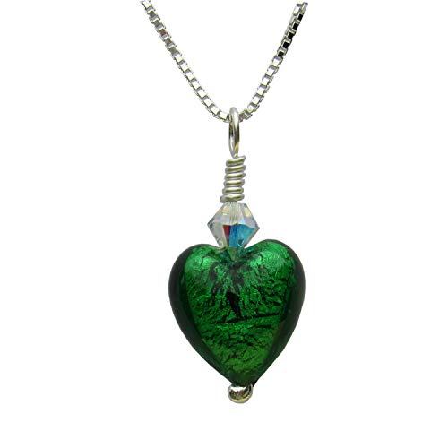 Lesley H Phillips Green Murano Heart Necklace