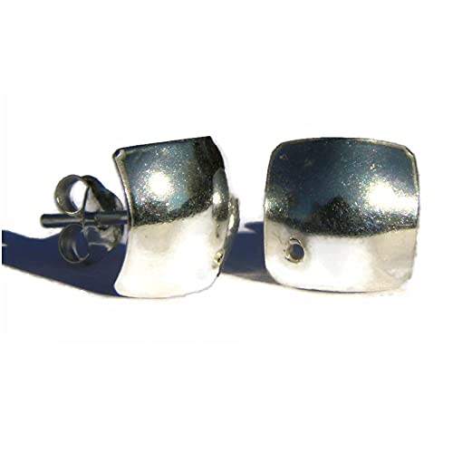 Lesley H Phillips Square Silver Stud Earrings