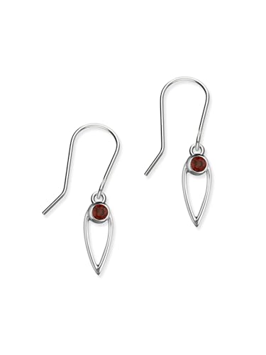 ORTAK Garnet Long Drop Sterling Silver Earrings