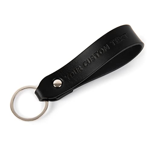 Personalised Black Leather Drop Keyring
