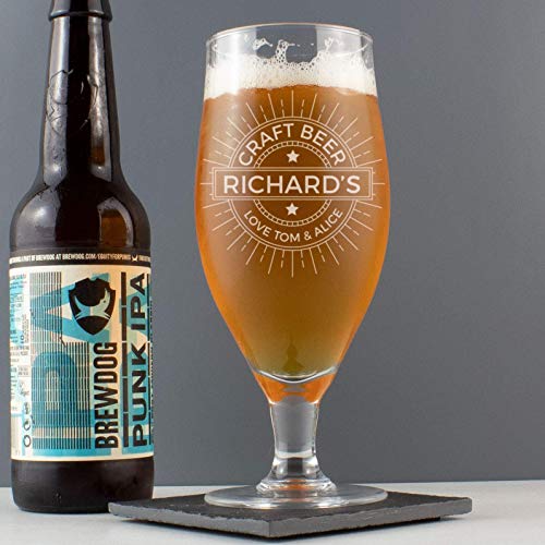 Personalised Craft Beer Stemmed Glass - Beer Lovers Gift perfect for IPA/Lager/Ale