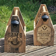 Personalised Recycled Wood Beer Caddy