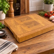 Personalised Solid Oak End Grain Cutting Board 28x35x4cm Handmade Gift