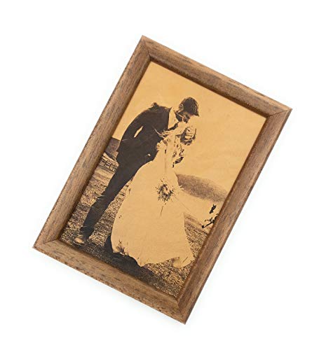 Photo Engraved on Real Leather, Framed