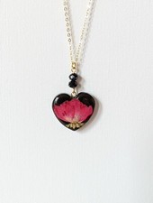 Pressed Rose Botanical Resin Pendant Necklace
