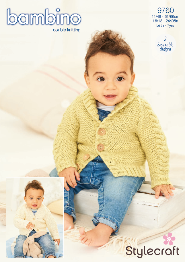 Stylecraft Pattern 9760: Baby Cardigans in Bambino DK